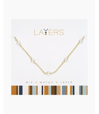 Gold Multi Pearl Layers Necklace