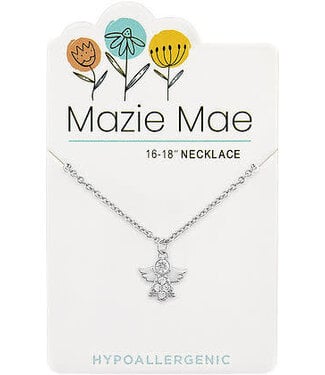 Silver CZ Angel Mazie Mae Necklace