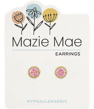 Gold Beaded Rose Stud Mazie Mae Earring