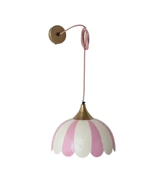 Enameled Metal Scalloped Striped Pendant Lamp
