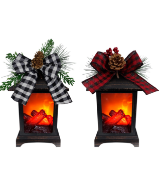 Bronze Christmas Time Fireplace Lantern 9x5.8  - Christmas