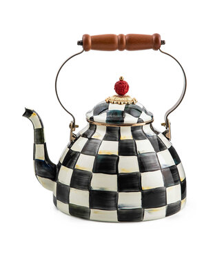 MACKENZIE CHILDS Courtly Check Enamel Tea Kettle - 3 Quart