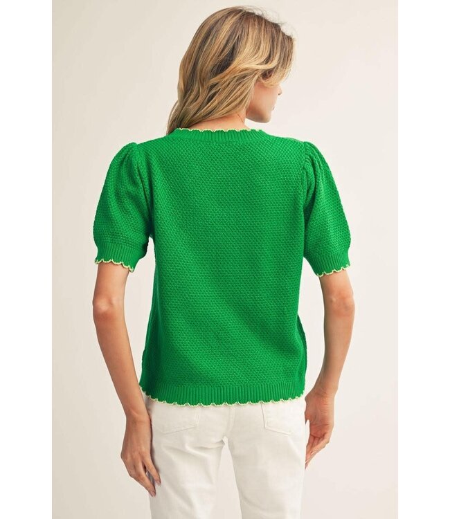 Cassandra Scallop Edge Accent Sweater Top