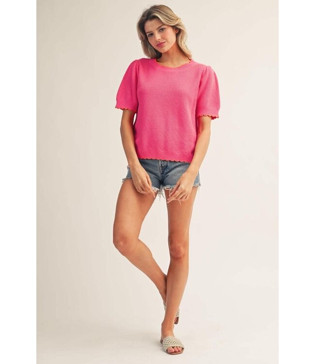 Cassandra Scallop Edge Accent Sweater Top