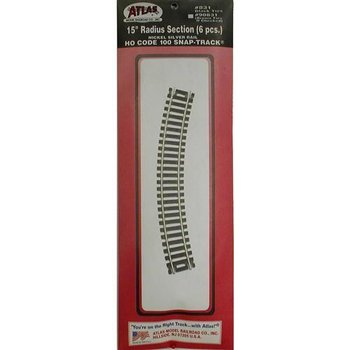 Atlas HO Code 100 Curved 15" Radius Nickel Silver Tracks # 831