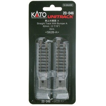 Kato Trains Kato N 62mm Straight w/Bumper A/ (2pc) 20-046