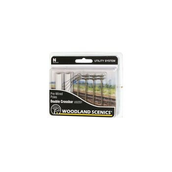 Woodland Scenics N Pre-Wired Utility System Double Crossbar Poles # US2251