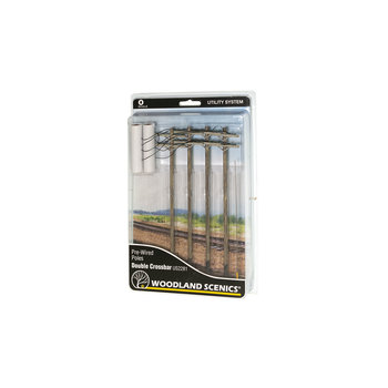 Woodland Scenics O Pre-Wired Utility System Double Crossbar Poles # US2281