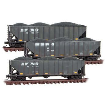 Micro Trains Line N  Norfolk Southern Weathered 3-Pack Coal Hoppers #  993-05-930