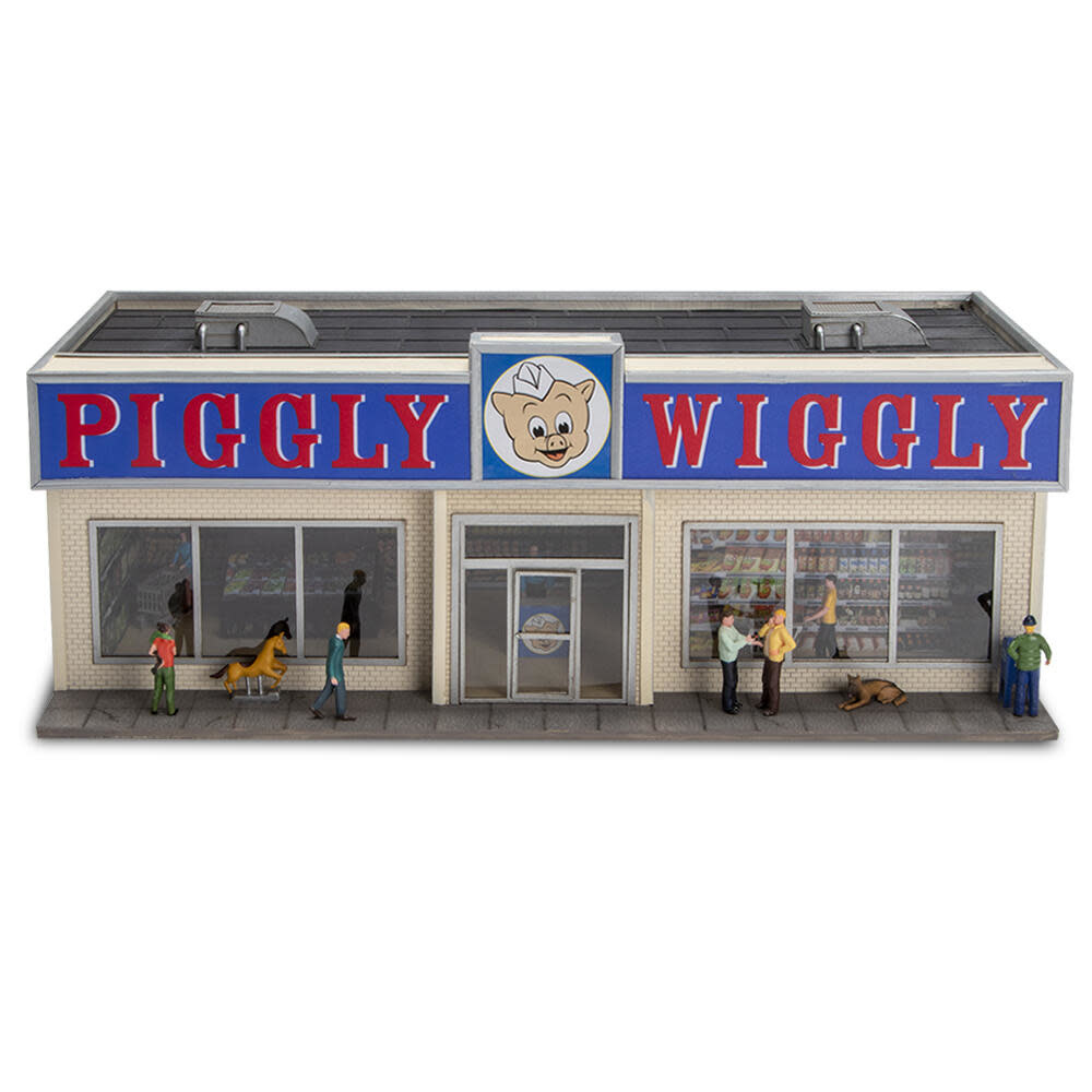 Lighted PIGGLY WIGGLY® GROCERY STORE w/Power Supply for O Gauge Train Display 