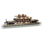 Bachmann N Scale Center Depressed Flat car with Sheridan Tank Desert Camouflage # 71387