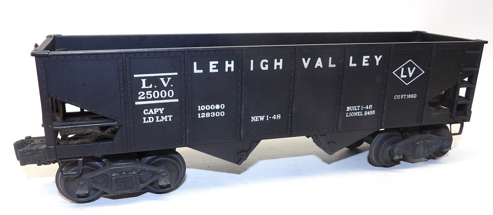 Vintage Lionel Lehigh Valley Hopper car 2456 Trains on Tracks LLC.