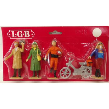 LGB G scale Townspeople with motorcycle 5048