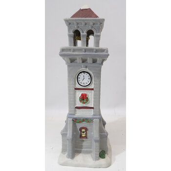 Porcelain Christmas Village Grey Bell tower