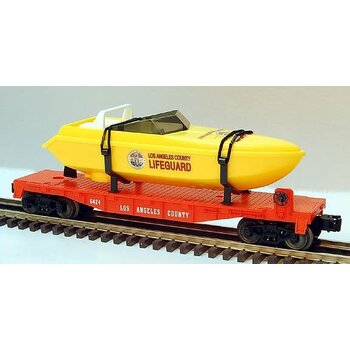 Lionel O 6424 LA County Flatcar with lifeboat 6-16970