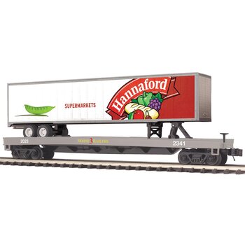 MTH Trains MTH O Hannaford Supermarket Flatcar #2341 with Trailer # 20-95657