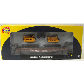 Athearn Athearn HO Scale RI #90098 flatcar with 2 John Deere Crawlers