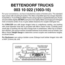 Micro Trains N scale Bettendorf trucks with medium ext couplers (10 pr) 003 10 022