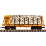 Piko G Scale Union Pacific  Bulkhead Flat w/ Pulpwood Load # 38791