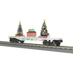 MTH Trains MTH O Christmas Flat Car w/Lighted Christmas Trees – White # 30-76944