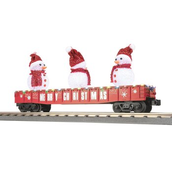 MTH Trains MTH O Christmas Gondola Car w/Lights and Lighted Snow Men – Red # 30-72262