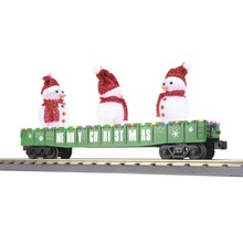 MTH Trains MTH O Christmas Gondola Car w/Lights and Lighted Snow Men – green # 30-72263