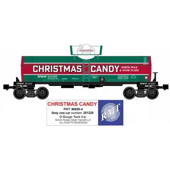 Ready Made Trains Ready Made Trains O Christmas Candy cane  Single dome Tank Car # RMT-96850-4