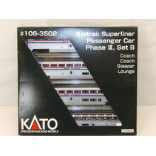 Kato Trains Kato N scale Amtrak Superliner Phase III 4 car set B 106-3502