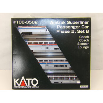 Kato Trains Kato N scale Amtrak Superliner Phase III 4 car set B 106-3502