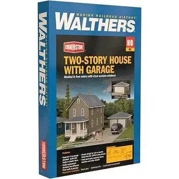 Walthers HO Two-story House w/ garage Kit # 933-3792