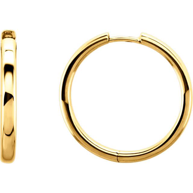 1 inch 14kt yellow gold hoop earrings - Freedman Jewelers