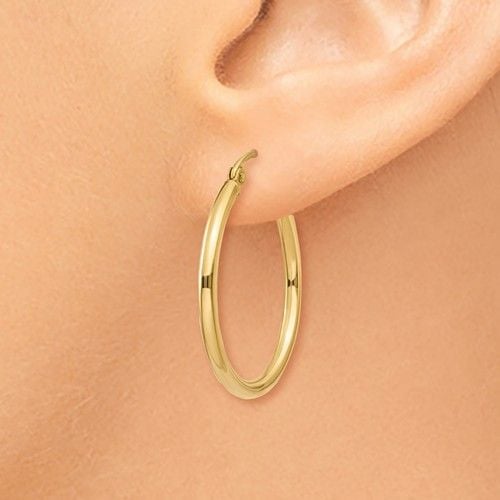 Q Gold T915L Yellow Gold Hoops