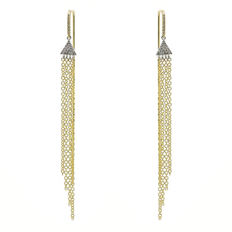 14kt Gold Chandelier Diamond Chain Earrings