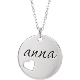 Pierced Heart Engravable Disc Necklace