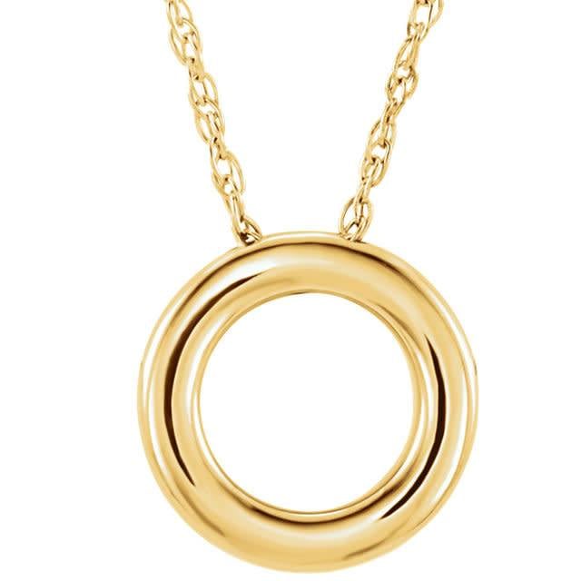 Stuller 14kt gold circle necklace 18mm x 13mm