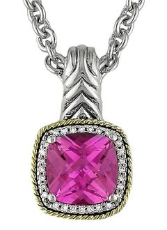 Pink Quartz & Diamond Pendant Necklace
