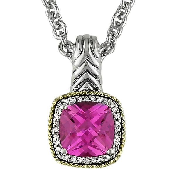 Andrea Candela Pink Quartz & Diamond Pendant Necklace