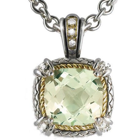 Andrea Candela Green Amethyst and Diamond Necklace