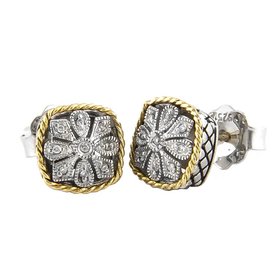 ACE92 cushion diamond flower earrings
