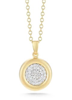 IR3467Y gold pave diamond circle necklace