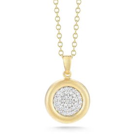 IR3467Y gold pave diamond circle necklace