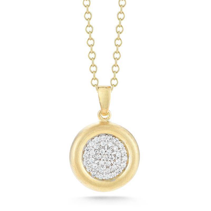 IR3467Y gold pave diamond circle necklace