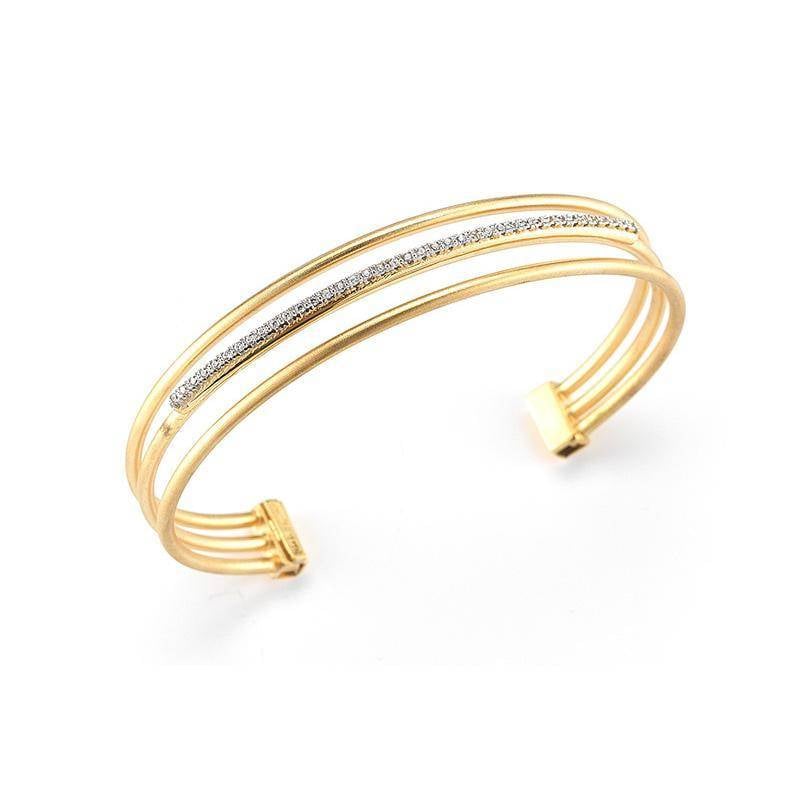 Yellow gold and diamond cuff bracelet - Freedman Jewelers