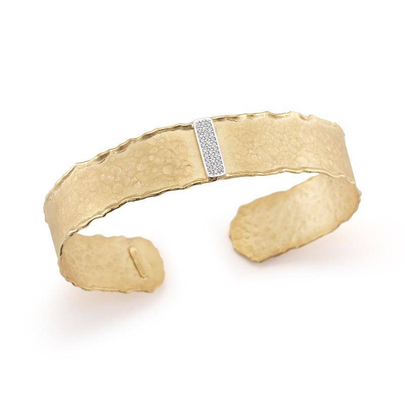 Yellow gold and diamond cuff bracelet - Freedman Jewelers