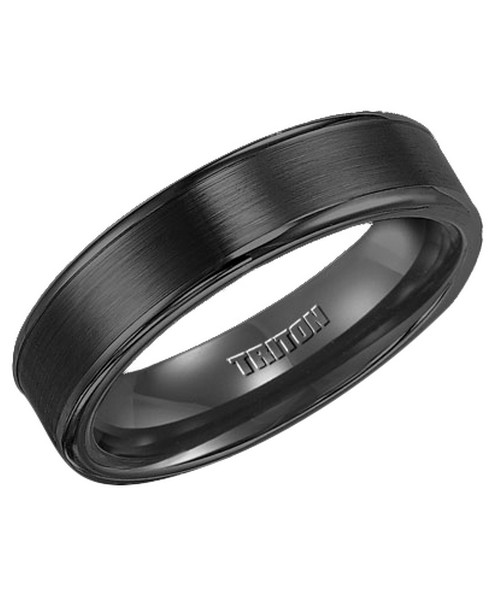 Triton 11-2117 black tungsten brushed wedding ring