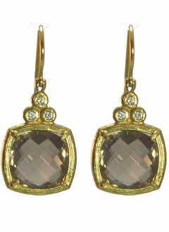 14kt yellow gold smoky topaz and diamond earrings