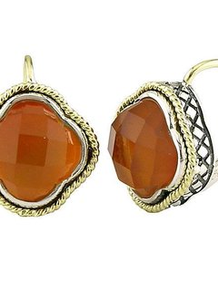 ACE126 Red Agate Clover Earrings