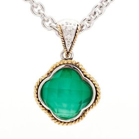 ACP130 Green Agate Clover Pendant