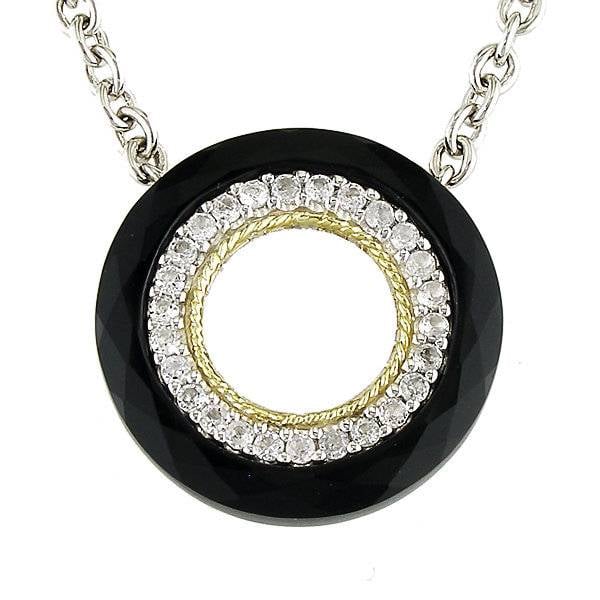 ACN99 Black Onyx and White Topaz Necklace