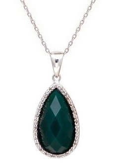 N0352GG  green agate pear shape drop necklace